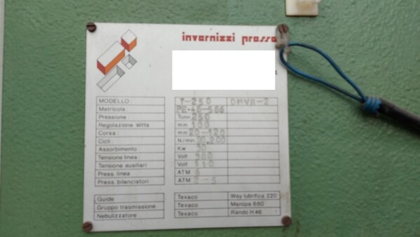 27#7166 Pressa meccanica Invernizzi DMVR-2 in vendita - foto 2
