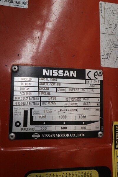 12#7236 Carrello elevatore elettrico Nissan Compac 15 in vendita - foto 2