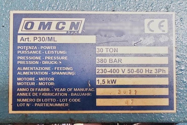 7#7327 Pressa idraulica OMCM P30/ML in vendita - foto 2