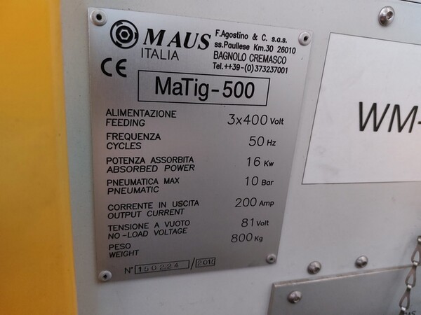 1#7346 Centro di saldatura orbitale CNC Maus Italia Matig 500 in vendita - foto 4