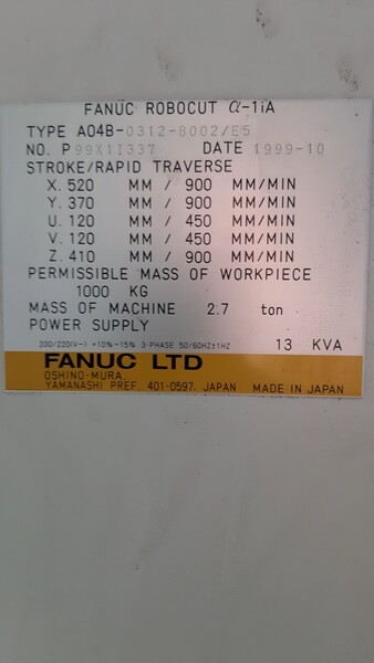 1#7378 Elettroerosione a filo Fanuc in vendita - foto 2