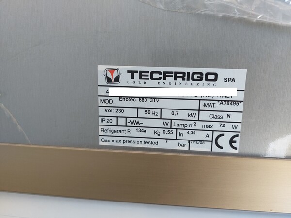 19#7396 Vetrina refrigerata esposizione vini Tecfrigo in vendita - foto 2