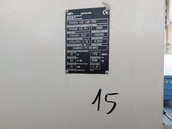 15#7717 Centro di lavoro Mikron VCE 1400 pro in vendita - foto 2