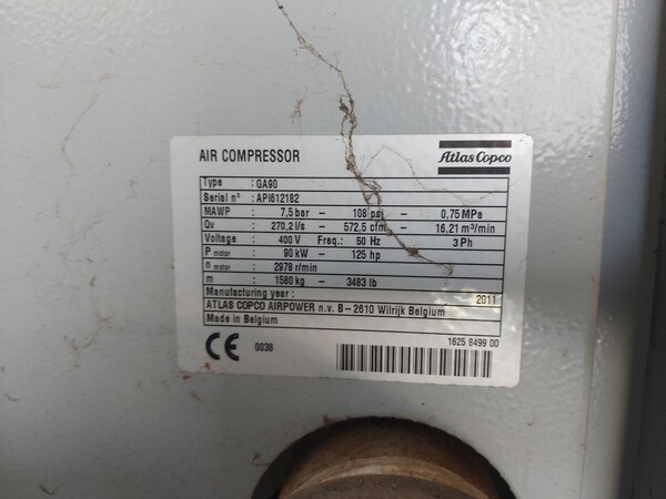 6#7923 Compressore Atlas Copco e essiccatore Deitech in vendita - foto 3