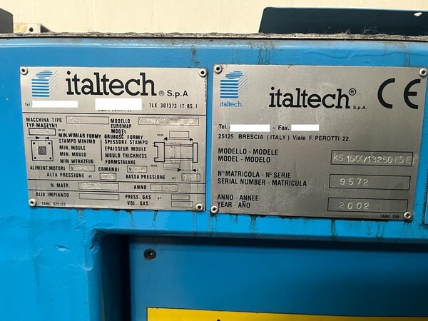 4#7965 Pressa a Iniezione Italtech KS 1600 con Robot in vendita - foto 2