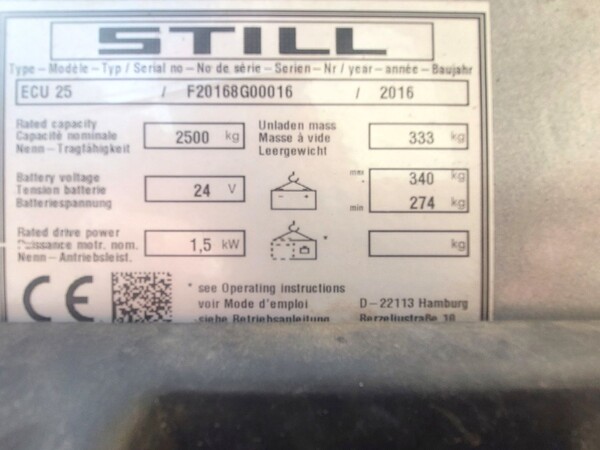 7#8225 Transpallet elettrico Still ECU25 in vendita - foto 2