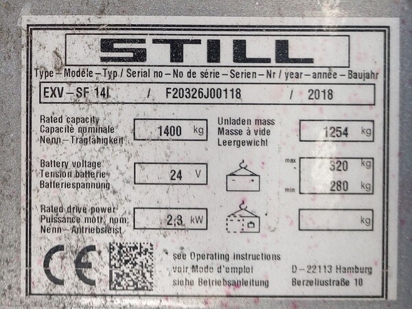 9#8225 Transpallet elettrico Still EXVSF14 in vendita - foto 2