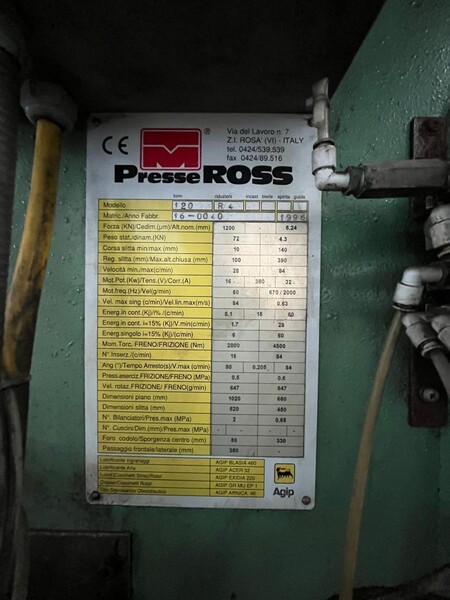 5#8297 Pressa Ross 120 Ton con avanzamento automatico Micromel in vendita - foto 7