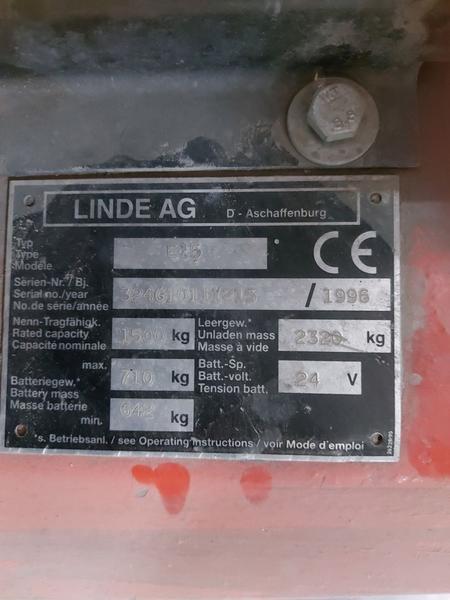 39#8616 Carrello elevatore Linde tipo E15 in vendita - foto 3