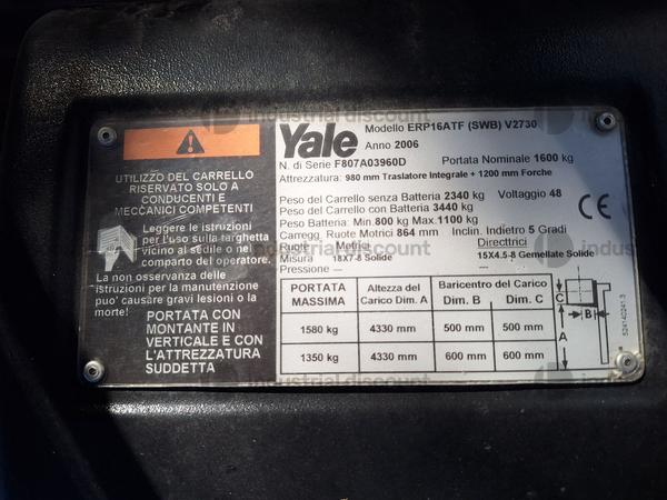 2#8805 Carrello elevatore Yale ERP16AFT in vendita - foto 3