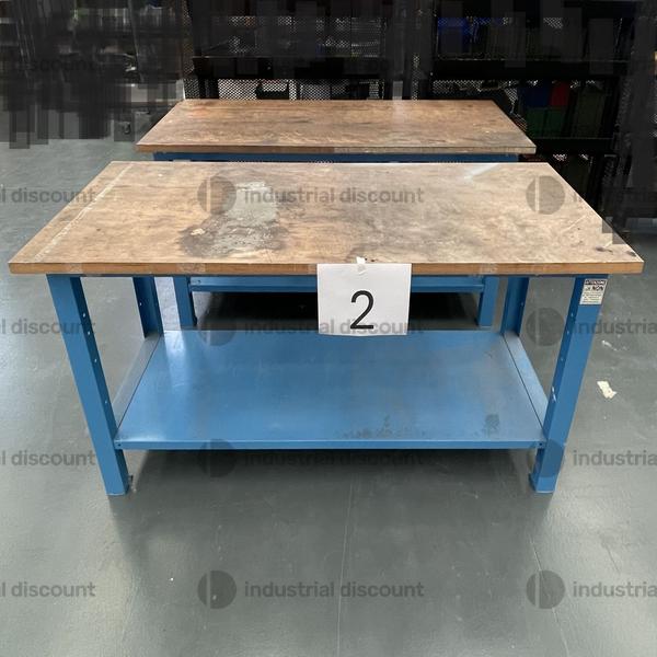 13#9214 3 banchi da lavoro blu con ripano in legno Blocco A in vendita - foto 1