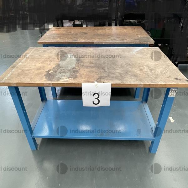 13#9214 3 banchi da lavoro blu con ripano in legno Blocco A in vendita - foto 2