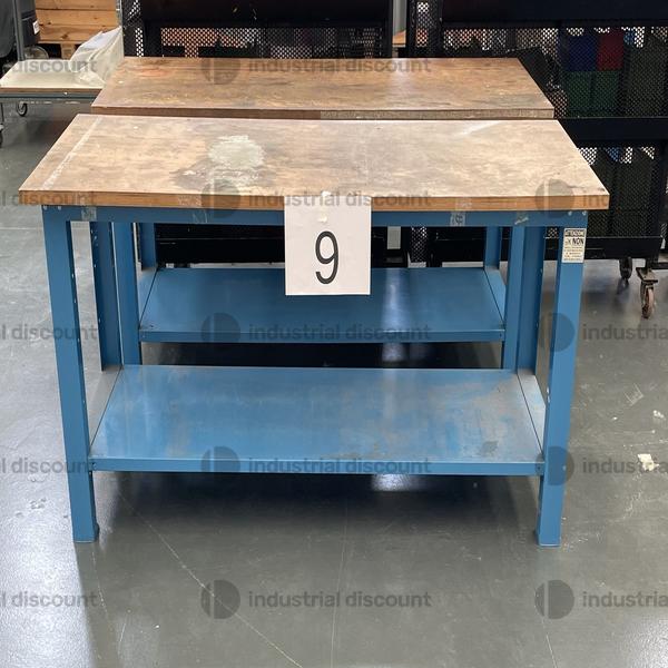 14#9214 2 banchi da lavoro blu con ripano in legno Blocco B in vendita - foto 2