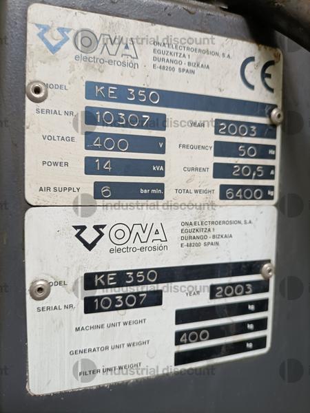 22#9299 Elettroerosione a filo Ona KE 350 in vendita - foto 3