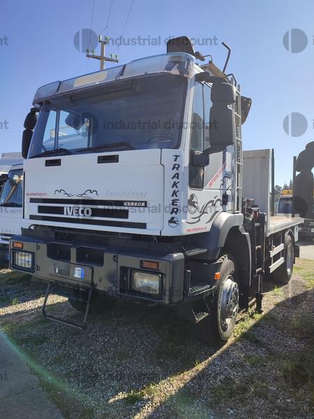 18#9387 Camion IVECO Eurotrakker a pianale con Gru e pinza per legna in vendita - foto 1