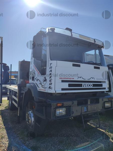 18#9387 Camion IVECO Eurotrakker a pianale con Gru e pinza per legna in vendita - foto 2