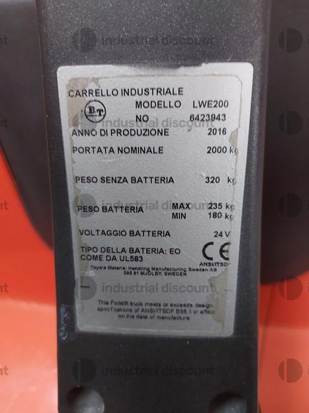 17#9470 Transpallet elettrico BT LWE200 in vendita - foto 5