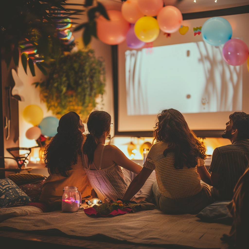Projector hire setup for a movie night and event