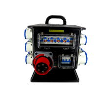 Hire Rubber Box 63A 3ph Distro (12 x 16A Outlets) - Image 1