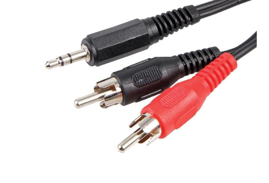 Hire Aux Cable (3.5mm Stereo Jack Plug > 2x Phono/RCA Plug) - 2m - Image 1