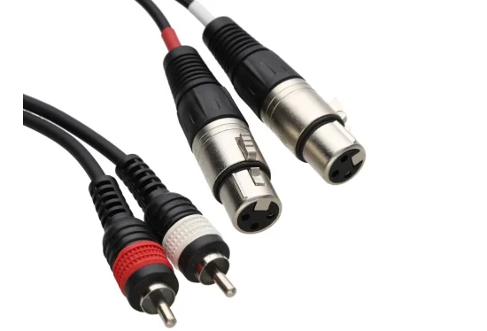 Hire 2x Phono/RCA Plug > 2x XLR Socket Adaptor - 1m - Image 1