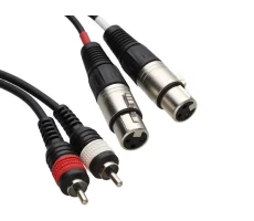Hire 2x Phono/RCA Plug > 2x XLR Socket Adaptor - 1m - Image 1