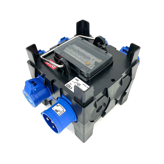 Hire PCE 32A 1ph Distro with 32A Thru - Image 1