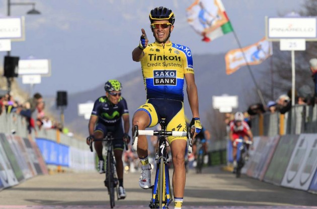 Alberto Contador wins Stage 4 of the 2014 Tirreno-Adriatico from Nairo Quintana and Daniel Moreno
