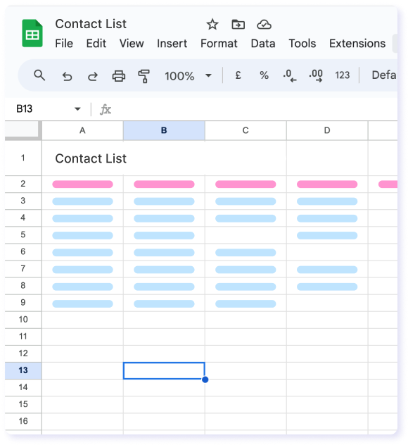 Importuj kontakty z Google Sheets