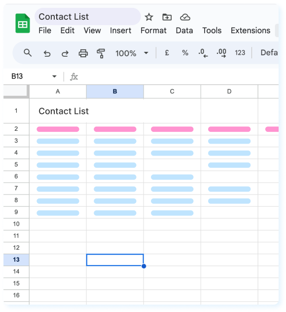 Importuj kontakty z Google Sheets
