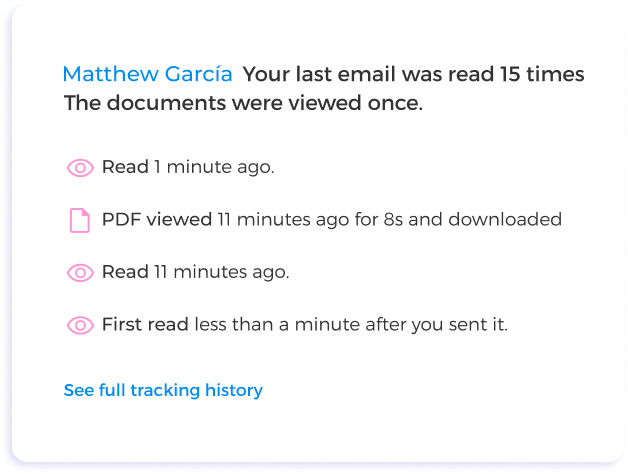 View Tracking Data Directly in your Inbox