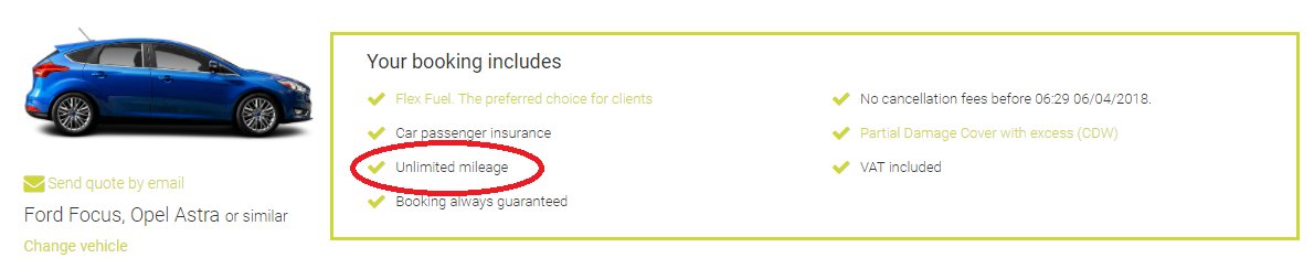 unlimited mileage Goldcar