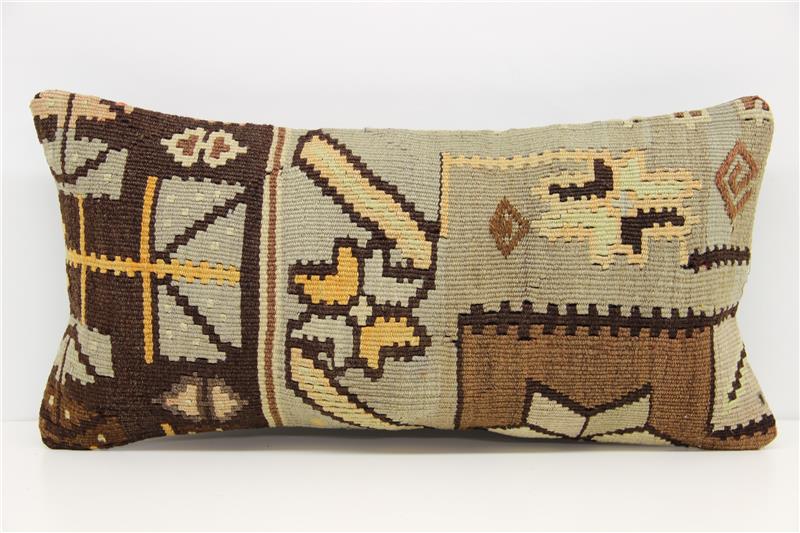 Lumbar Kilim Pillow Cover Ethnic kilim pillow cover 10x20 inch
