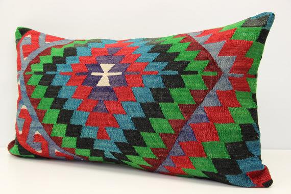 Cushions Accessories Traditional Lumbar Kilim Pillow Cover 16x28