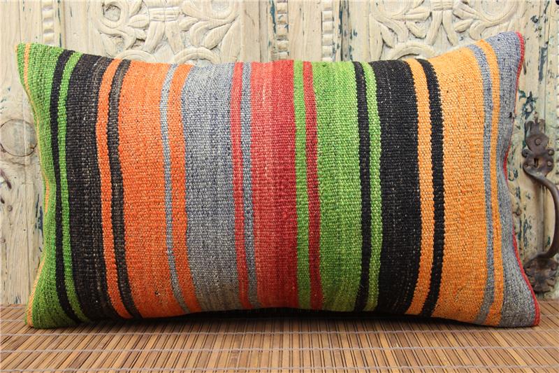 Cushions Accessories Handmade Lumbar Kilim Pillow Cover 14x24 71032