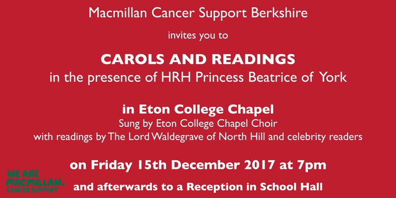 Eton College hosting Macmillan Cancer Support charity carol concert