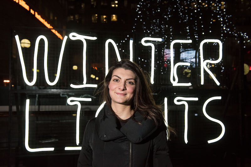 Curator explains why Robert Montgomery's work offers Canary Wharf two different moods