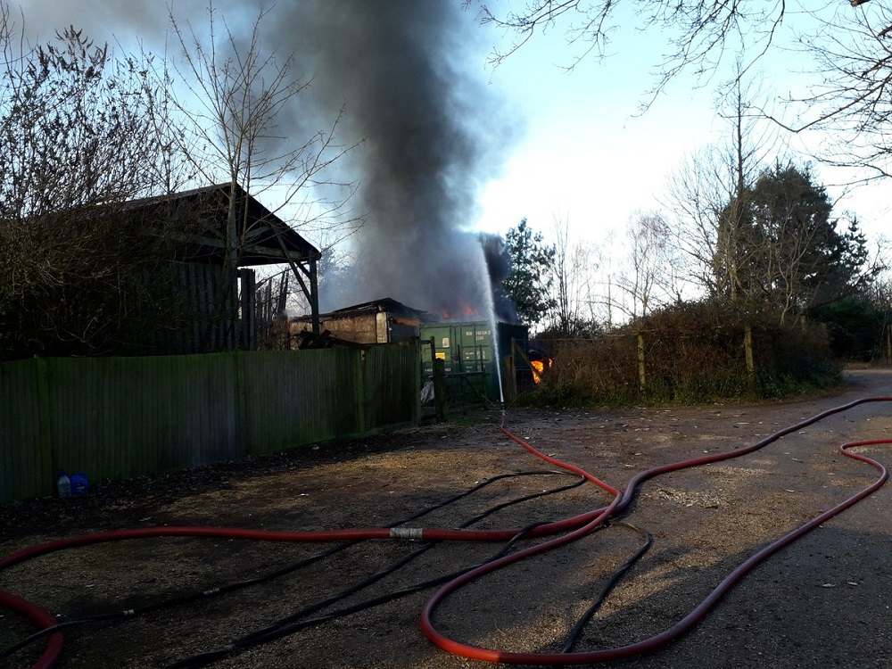 Workshop destroyed after fuel cylinder fire in Padworth