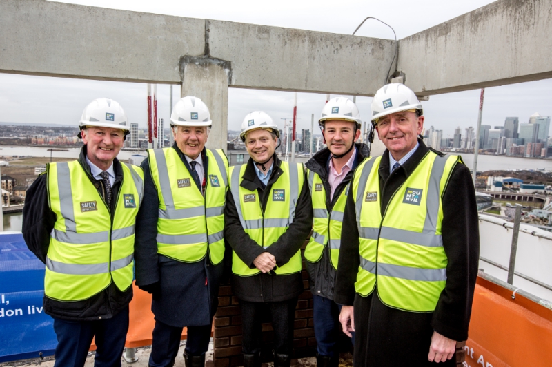 Apprentice bricklayer tops out Royal Docks West