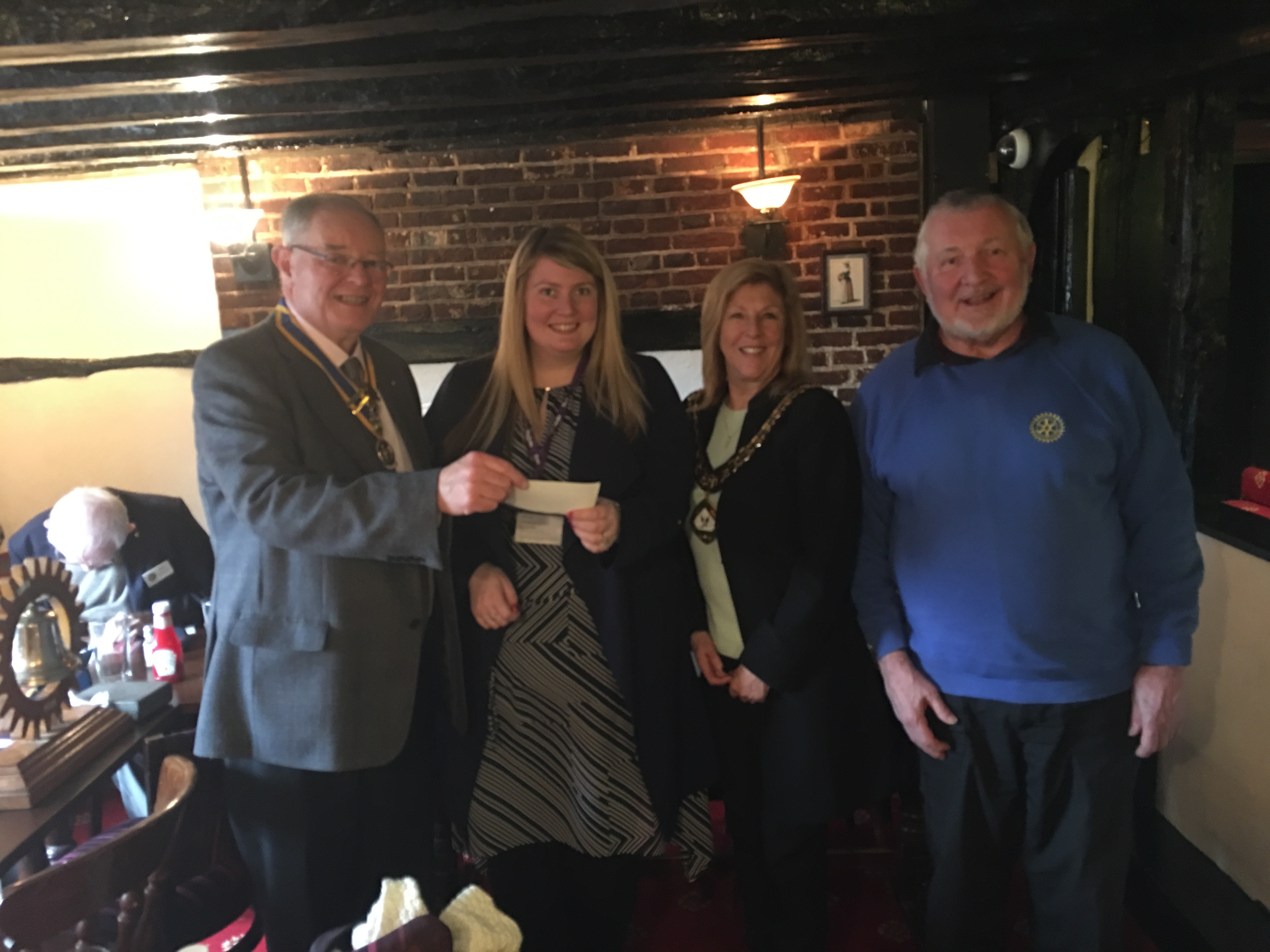 Bracknell Rotary Club awards cheque to the Stoke Association