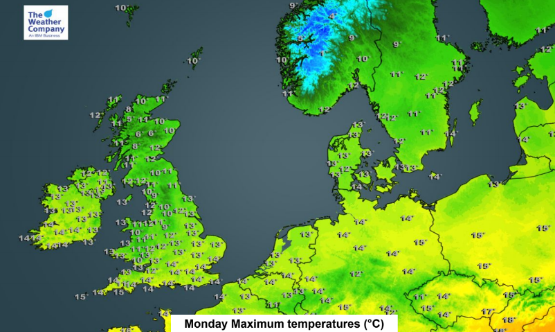 TWCUK-Temperatures-Monday