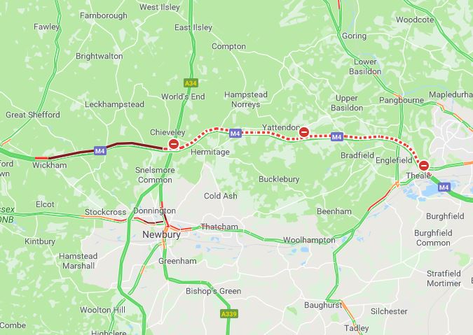 How to avoid M4 closure near Reading after fatal motorcycle crash