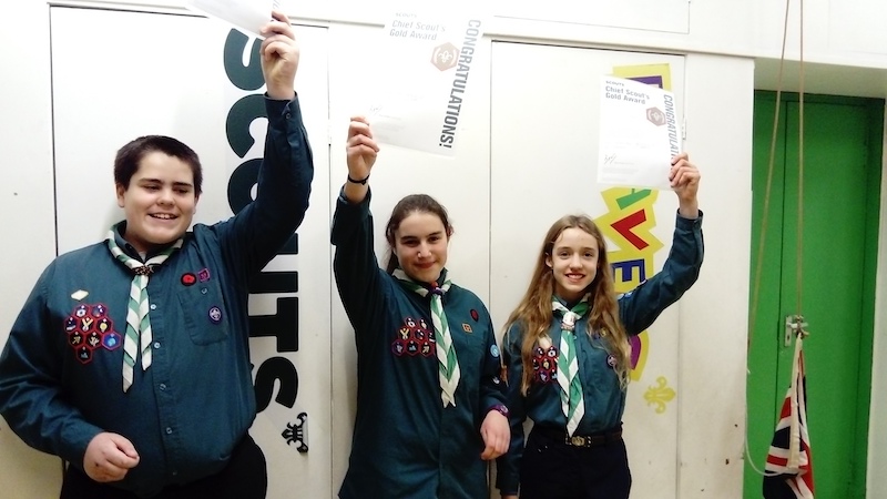 Congratulations to three dedicated Flitwick Scouts for being awarded gold