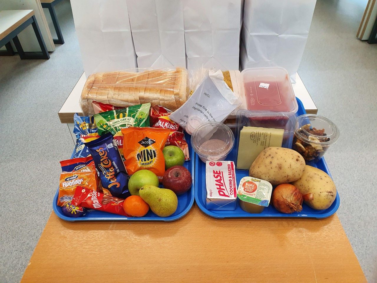 School staff delivering lunch for free school meal pupils