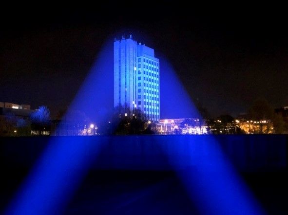 Oldham production company lights up buildings for NHS