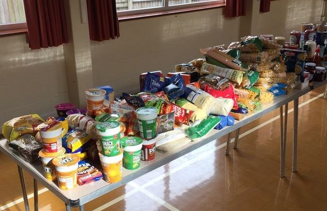 Village hall set up as food bank donation point