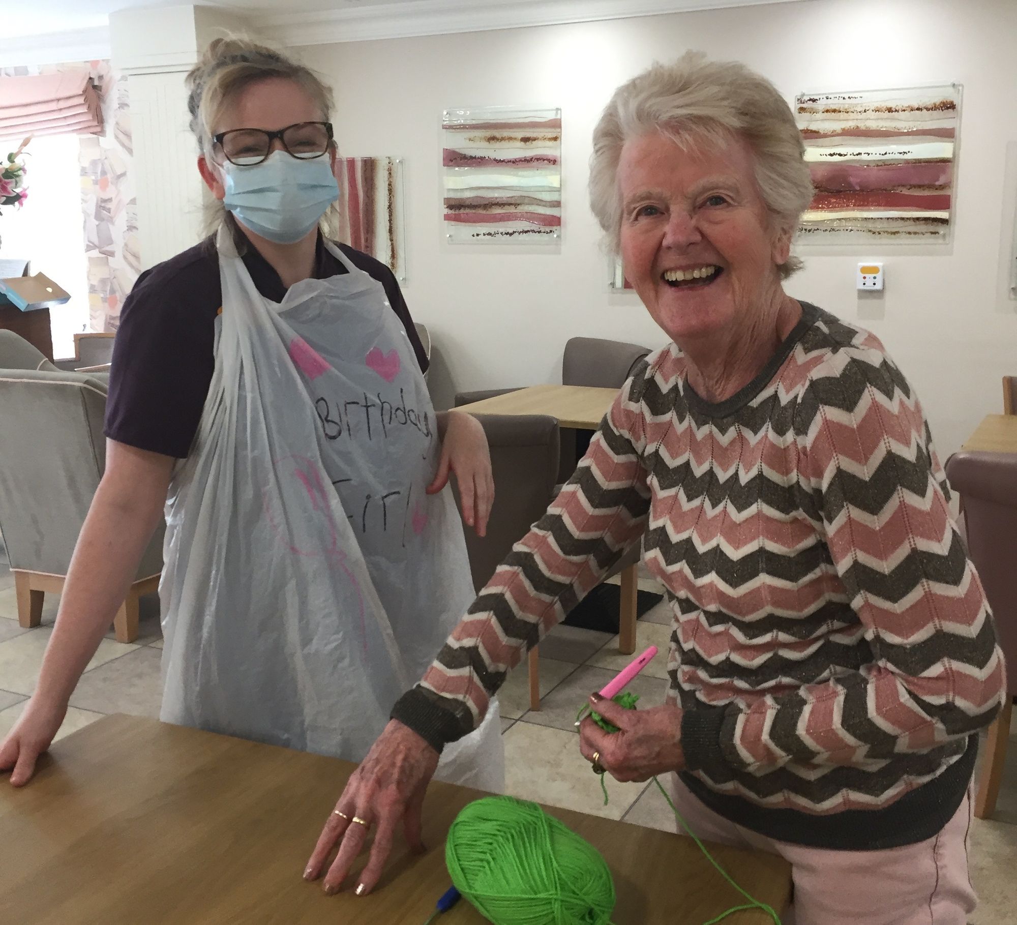 Care home residents get knitting for national scarf-athon challenge