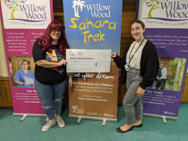 Tameside Hospice receive cheque from keen fundraiser