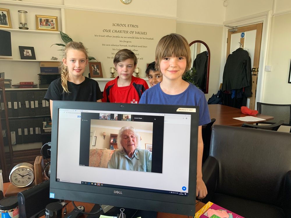 Reigate primary school pupils Zoom interview war veteran Betty