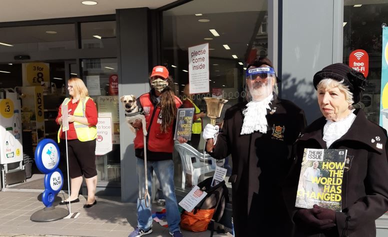 Big Issue sellers receive helping hand from Truro's town crier